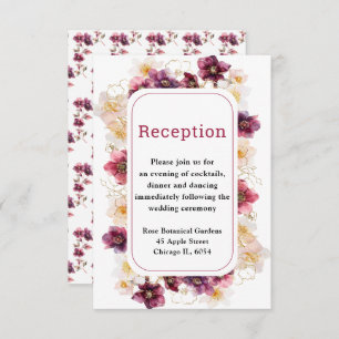 Winter Hellebore Floral Burgundy Wedding Reception Enclosure Card