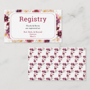 Winter Hellebore Floral Burgundy Wedding Registry Enclosure Card