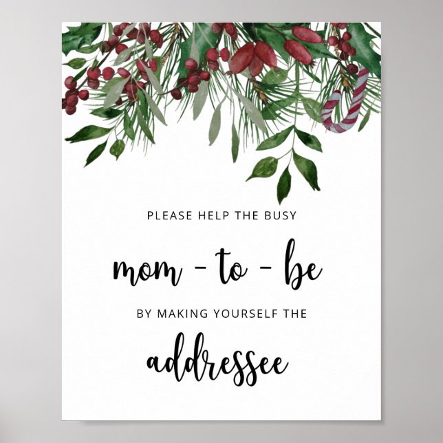 Winter Help the Busy Mum-to-Be Address an Envelope Poster (Front)