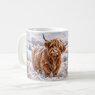 Winter Highland Cow Warm Hearts Mug