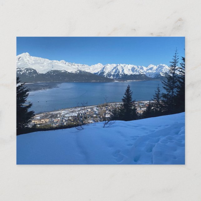 Winter Hike Overlooking Seward Postcard (Front)