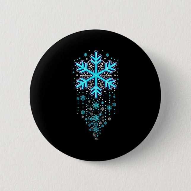 Winter Holiday Apparel - Blue Snowflake Cascade, I 6 Cm Round Badge (Front)