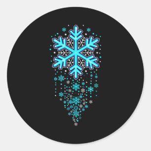 Winter Holiday Apparel - Blue Snowflake Cascade, I Classic Round Sticker