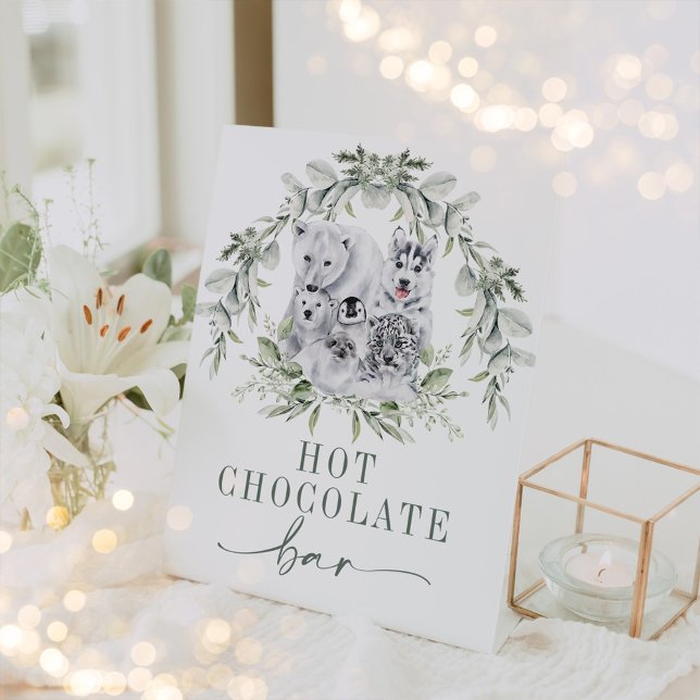 Winter Holiday Artic Animals Hot Chocolate Bar Pedestal Sign (Creator Uploaded)