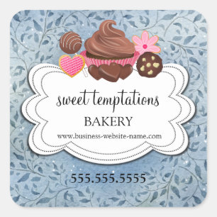 Winter Holiday Assorted Desserts Bakery Packaging Square Sticker