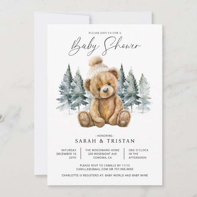 Winter holiday Baby Shower Invitation (Front)