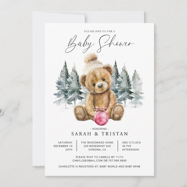 Winter Holiday Baby Shower Invitation (Front)