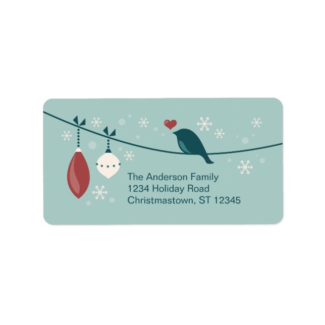Winter Holiday Bird Label (Front)