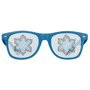 Winter Holiday Blue Hanukkah Christmas Snowflake Retro Sunglasses