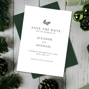 Winter Holiday Botanical Wedding Save the Date
