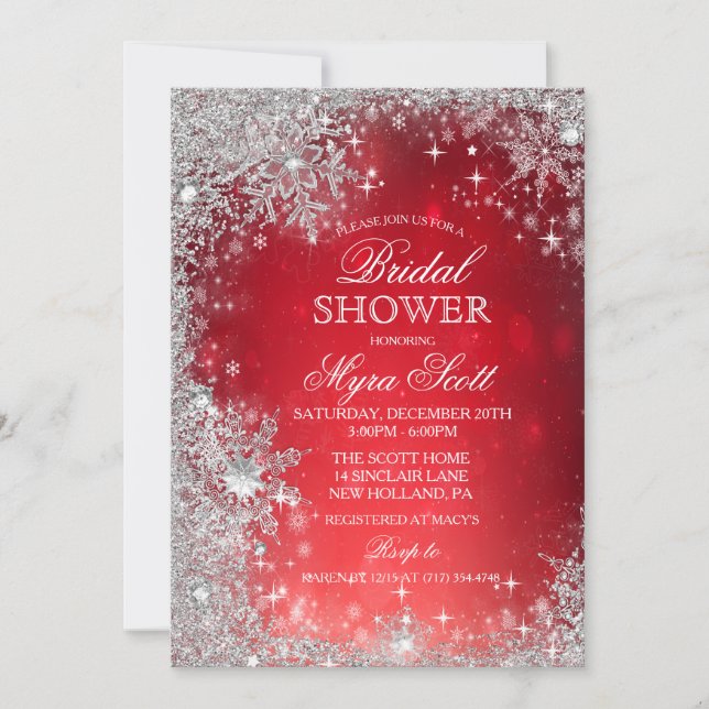 Winter Holiday Bridal Shower Invitation (Front)