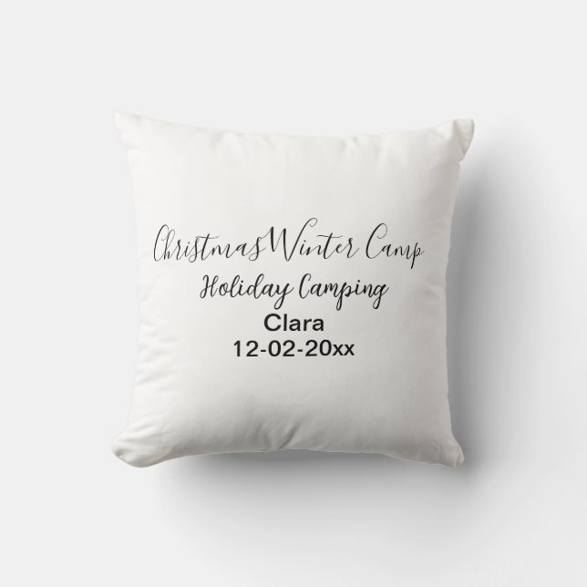 Winter holiday camping custom add name date cushion (Front)
