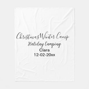 Winter holiday camping custom add name date fleece blanket