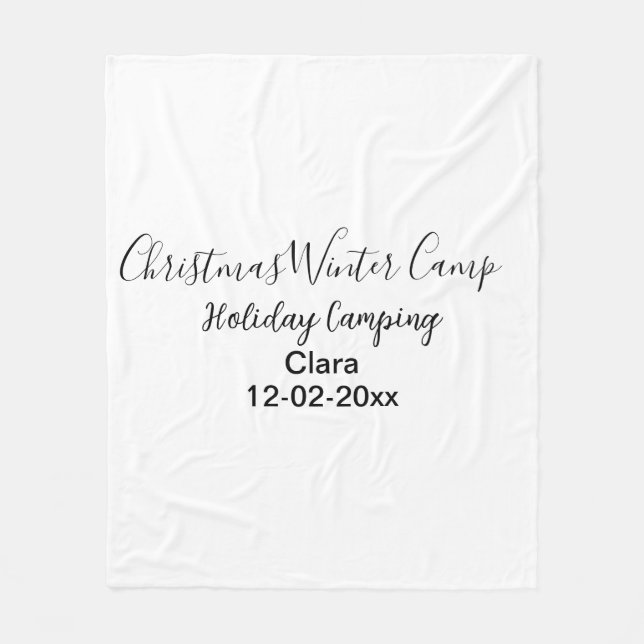 Winter holiday camping custom add name date fleece blanket (Front)