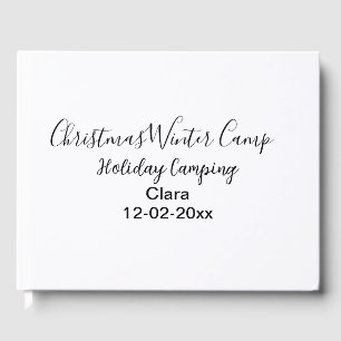 Winter holiday camping custom add name date guest book