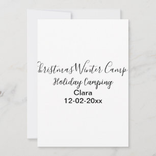 Winter holiday camping custom add name date invitation