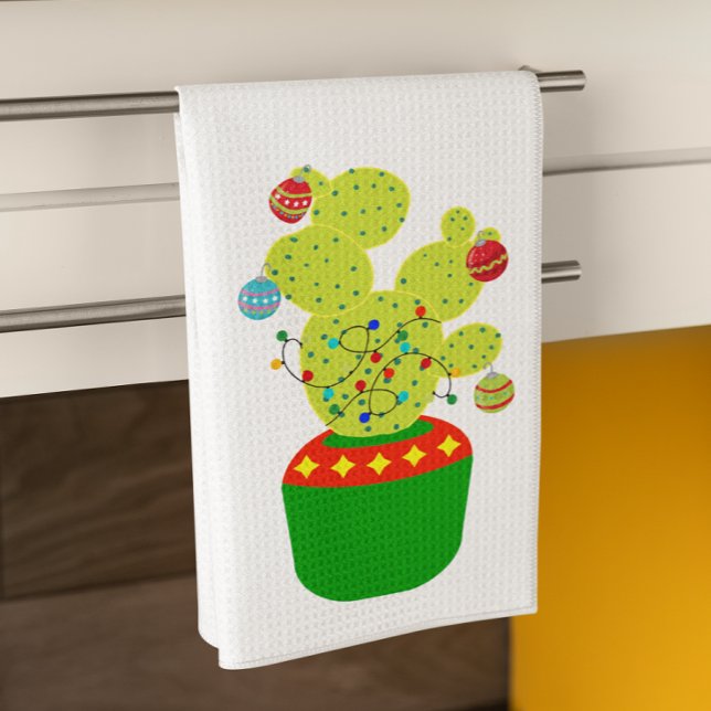 Winter Holiday Christmas Cactus Desert Southwest Tea Towel (Creator Uploaded)