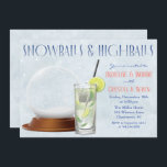 Winter Holiday Christmas Cocktails Invitation<br><div class="desc">Snowballs and Highballs Winter Holiday Christmas Cocktails Snow Globe Snowflakes Invitation</div>