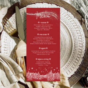 Winter Holiday Christmas Dinner Red Menu