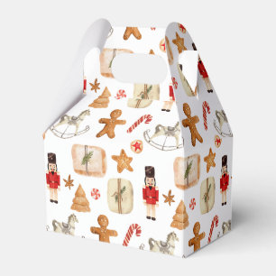 Winter Holiday Christmas Nutcracker Cookie Pattern Favour Box