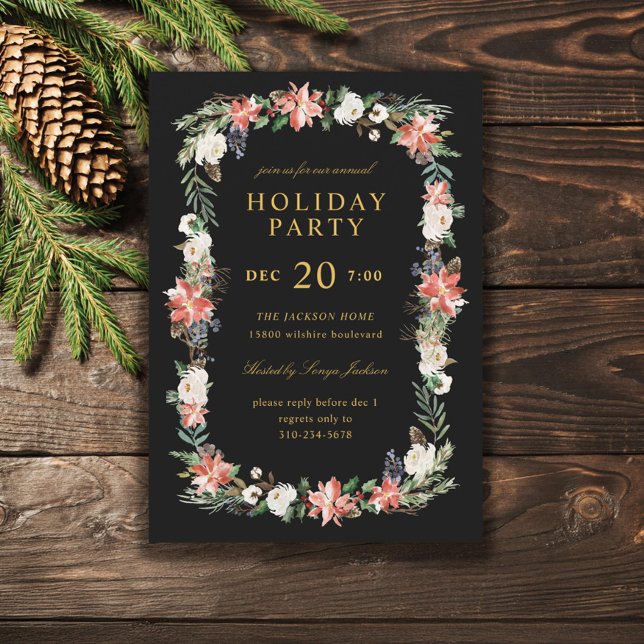 Winter Holiday Christmas Party Black Custom Colour Invitation (Creator Uploaded)