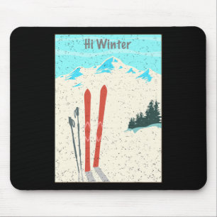 Winter Holiday Christmas Ski X-mas Skiing Skier Mouse Pad