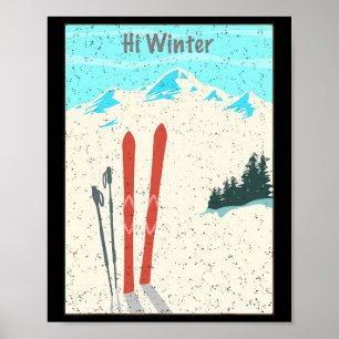 Winter Holiday Christmas Ski X-mas Skiing Skier Poster