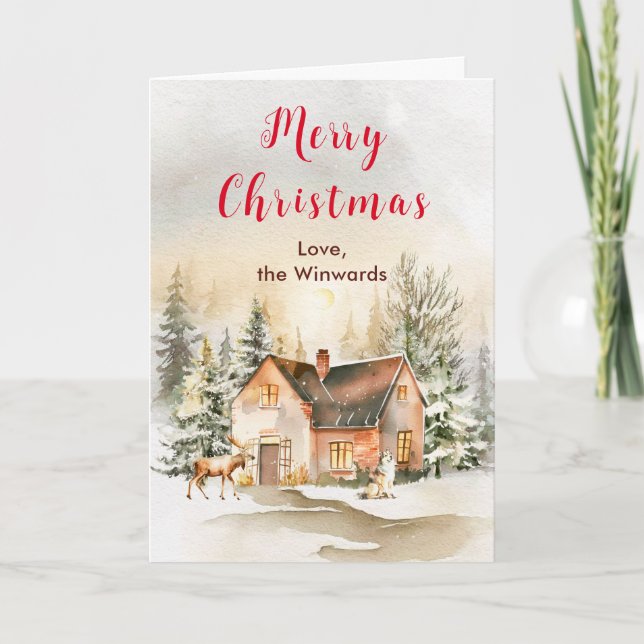 Winter Holiday Cottage Merry Christmas (Front)