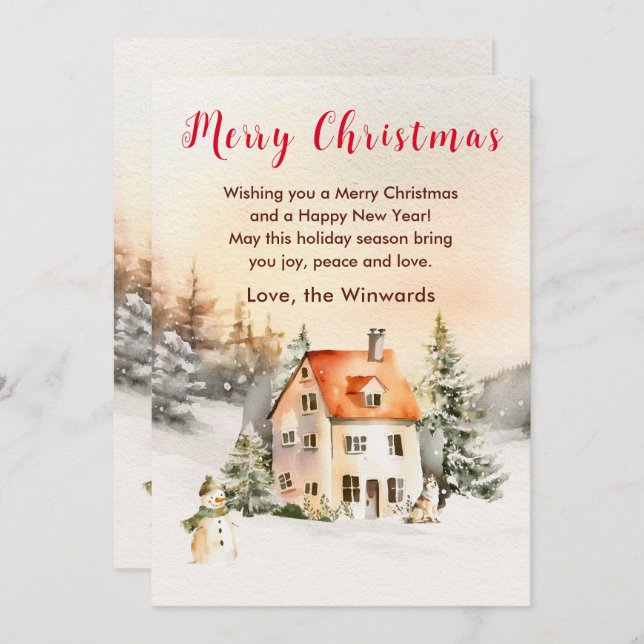 Winter Holiday Cottage Merry Christmas (Front/Back)