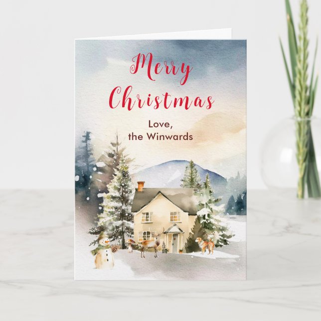 Winter Holiday Cottage Merry Christmas (Front)