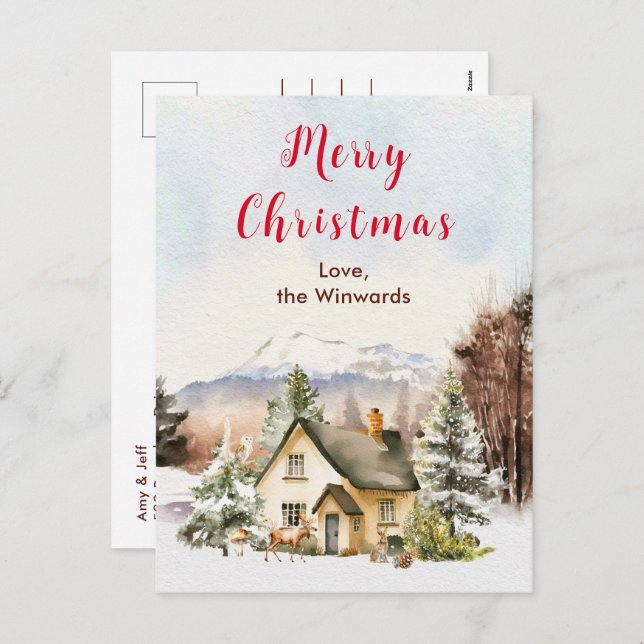 Winter Holiday Cottage Merry Christmas (Front/Back)