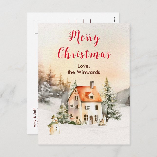 Winter Holiday Cottage Merry Christmas (Front/Back)