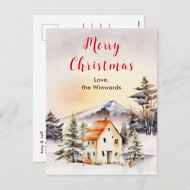 Winter Holiday Cottage Merry Christmas (Front/Back)