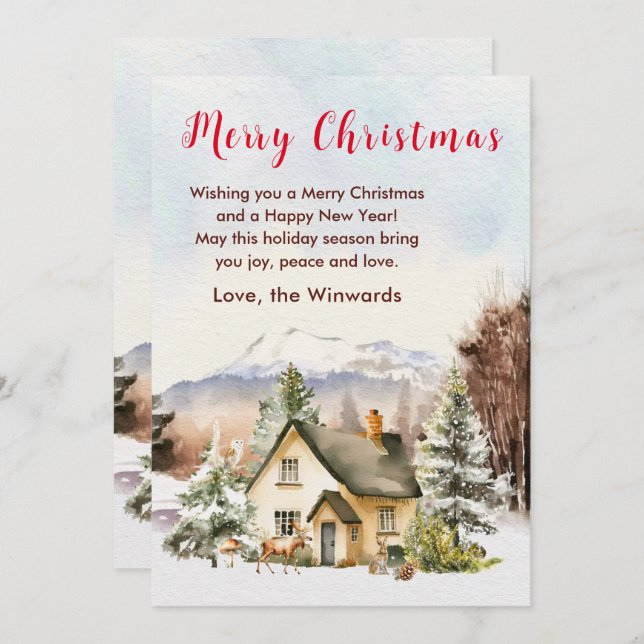 Winter Holiday Cottage Merry Christmas (Front/Back)