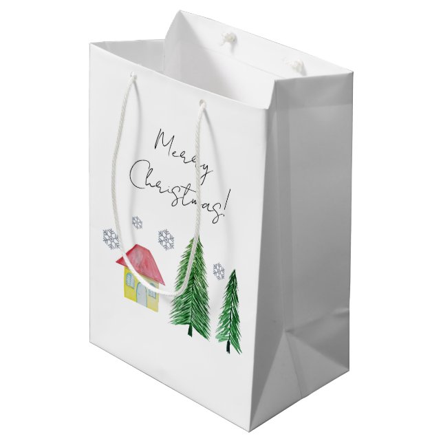 Winter Holiday Country Beauty Medium Gift Bag (Front Angled)