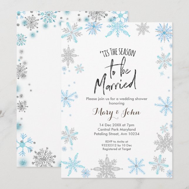 Winter holiday couple shower invitation (Front/Back)