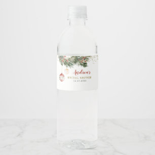 Winter Holiday Deck the Halls Bridal Shower Water Bottle Label