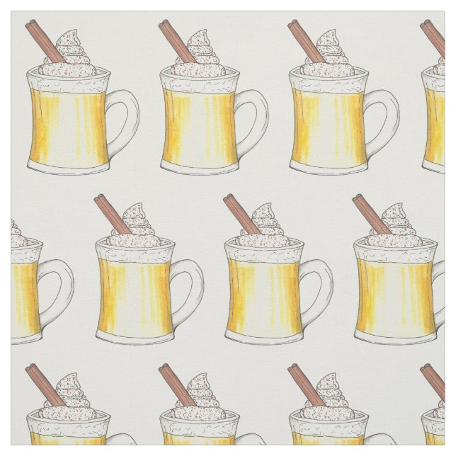 Winter Holiday Drinks Christmas Egg Nog Eggnog Fabric (Swatch)