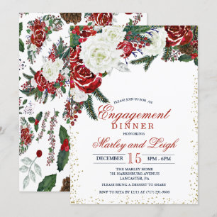 Winter Holiday Engagement Dinner Invitation