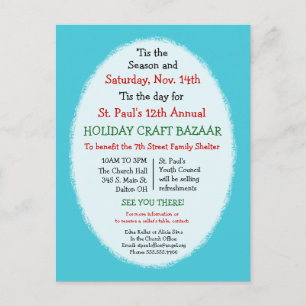 Winter Holiday Event, Party, Reunion Announcement Postcard