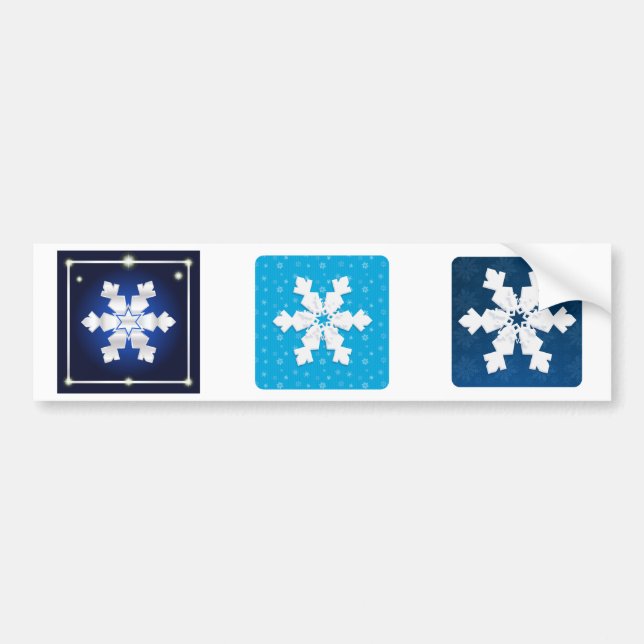 Winter Holiday Fairy Tale Fantasy Snowflakes Bumper Sticker (Front)