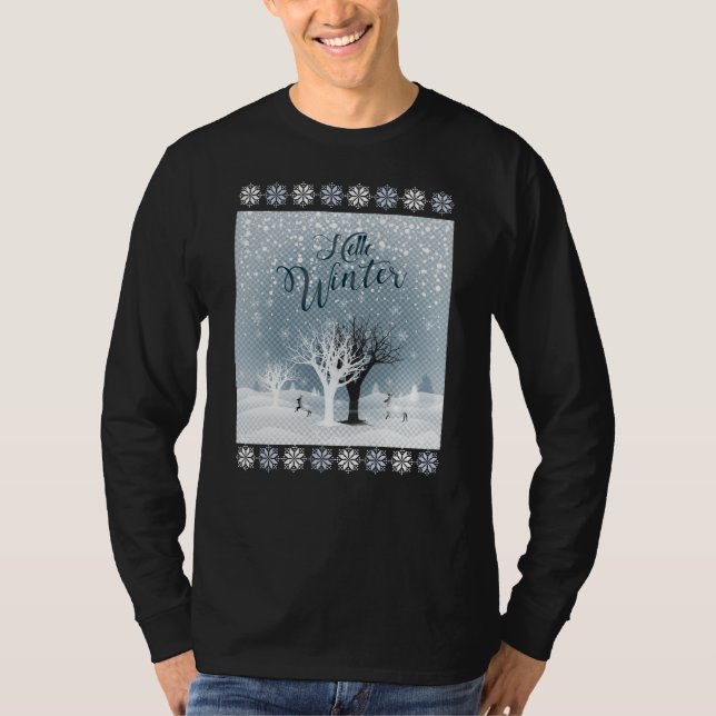 Winter Holiday Fairy Tale Fantasy Snowy Forest T-Shirt (Front)