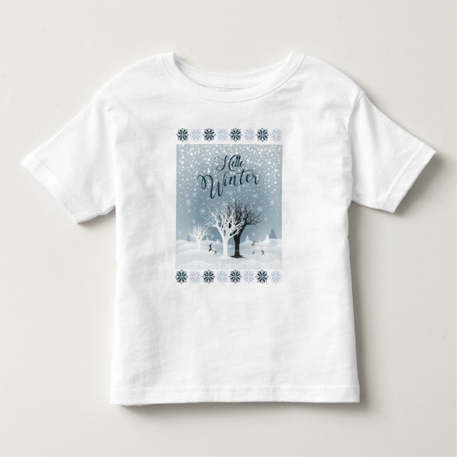 Winter Holiday Fairy Tale Fantasy Snowy Forest Toddler T-Shirt (Front)