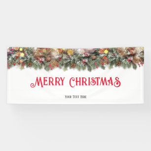 Winter Holiday Floral Indoor Outdoor Christmas Banner