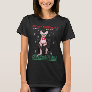Winter Holiday Genius Sphynx Cat Christmas Santa H T-Shirt