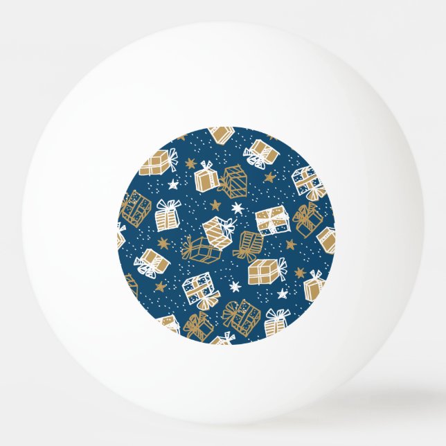 Winter Holiday Gift Boxes Pattern Ping Pong Ball (Front)