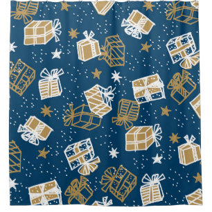 Winter Holiday Gift Boxes Pattern Shower Curtain