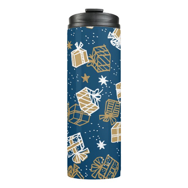 Winter Holiday Gift Boxes Pattern Thermal Tumbler (Front)