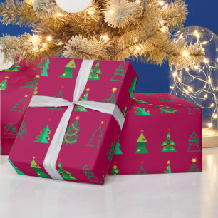 Winter Holiday Gifts Decoration Christmas Fir Tree Wrapping Paper