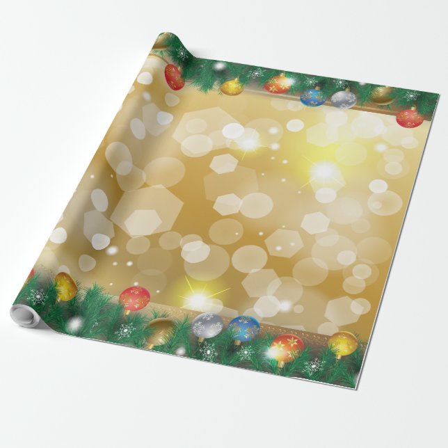 Winter Holiday Gifts Decoration Christmas gold Wrapping Paper (Unrolled)